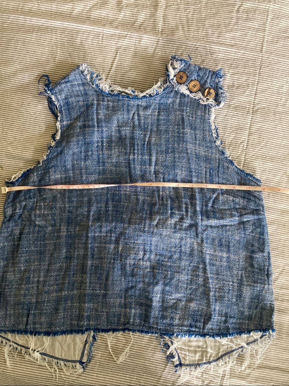 Frayed Woven Sleeveless Top - Blue - Picture 5 of 8